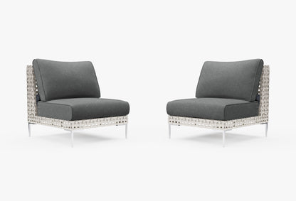 Ensemble de conversation de fauteuils de jardin sans accoudoirs en osier tressé ajouré