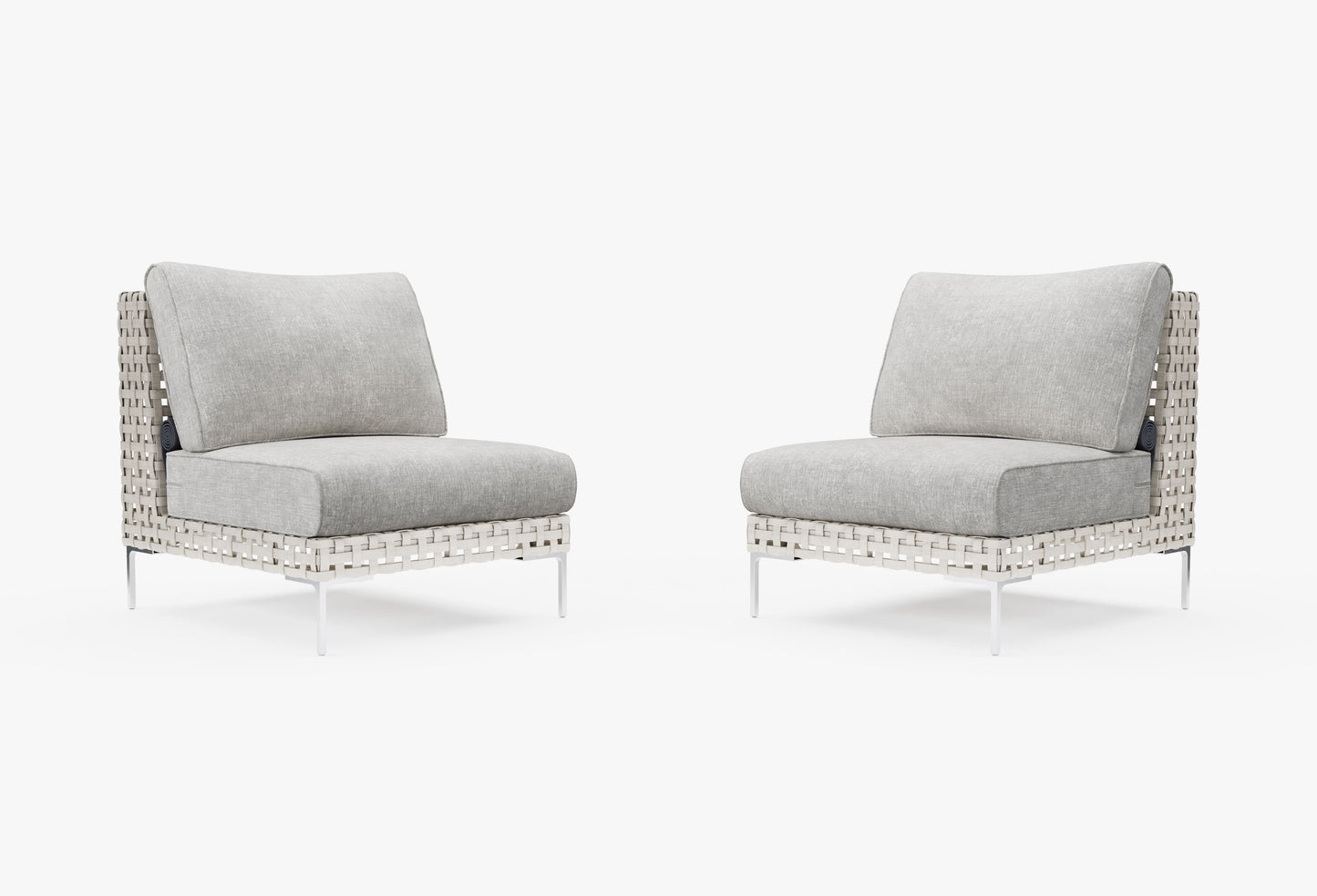 Ensemble de conversation de fauteuils de jardin sans accoudoirs en osier tressé ajouré