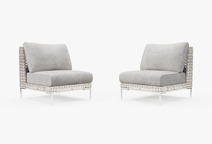 Ensemble de conversation de fauteuils de jardin sans accoudoirs en osier tressé ajouré