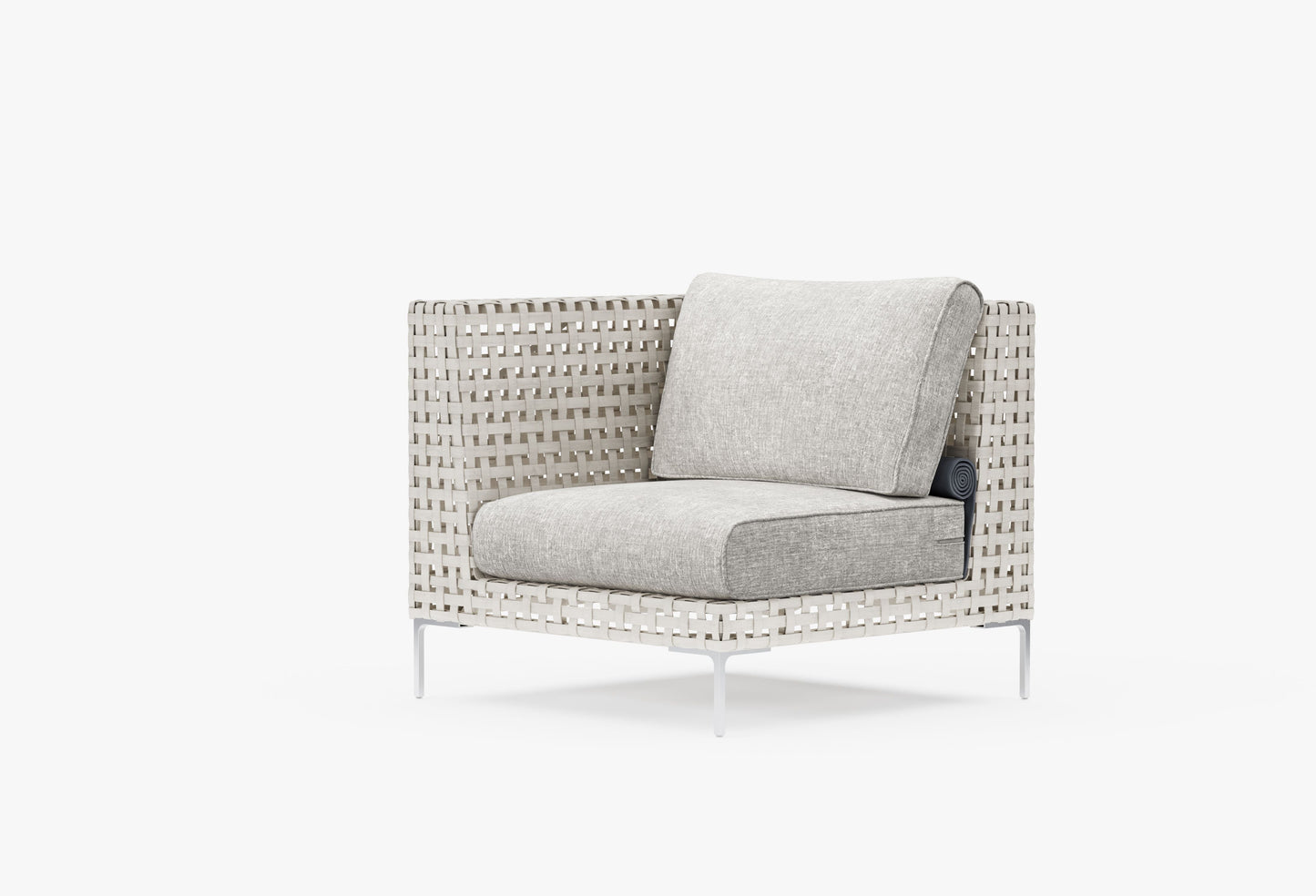 Fauteuil d'angle d'extérieur en osier tressé ajouré - Gauche/Droite