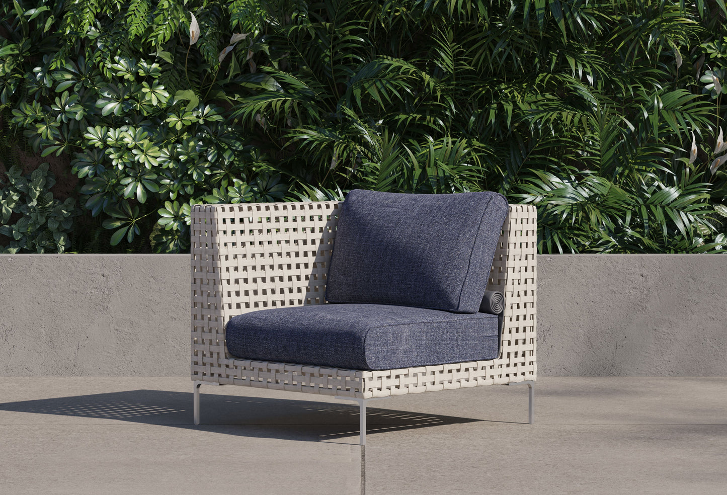 Fauteuil d'angle d'extérieur en osier tressé ajouré - Gauche/Droite