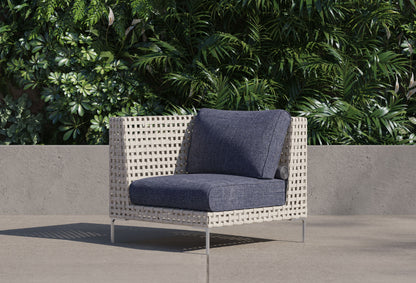 Fauteuil d'angle d'extérieur en osier tressé ajouré - Gauche/Droite