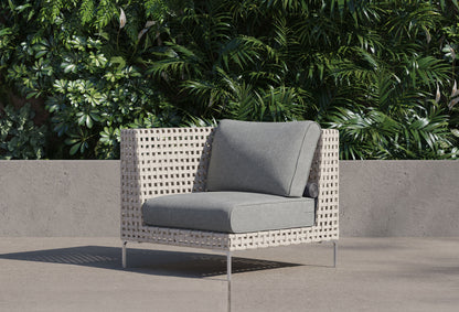 Fauteuil d'angle d'extérieur en osier tressé ajouré - Gauche/Droite