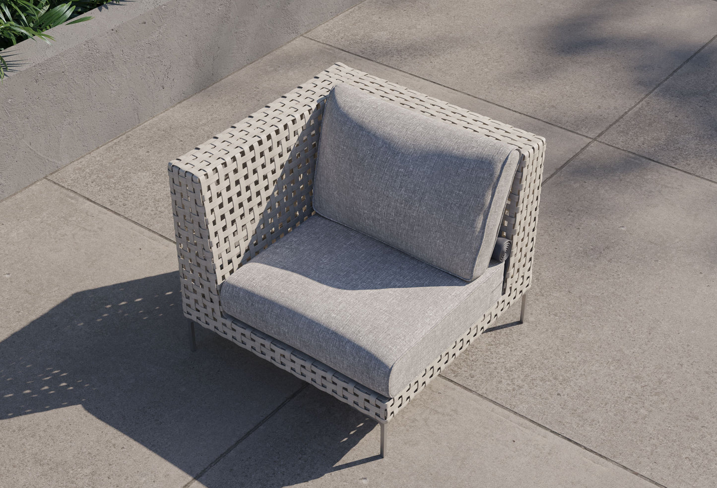 Fauteuil d'angle d'extérieur en osier tressé ajouré - Gauche/Droite