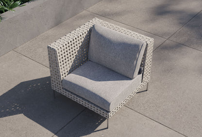 Fauteuil d'angle d'extérieur en osier tressé ajouré - Gauche/Droite