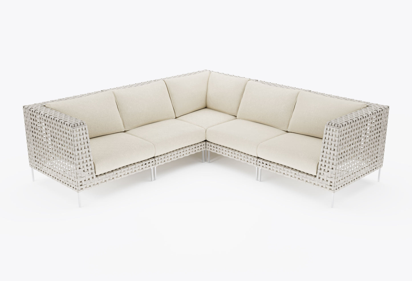 Canapé d'angle d'extérieur en résine tressée ajourée - 5 places