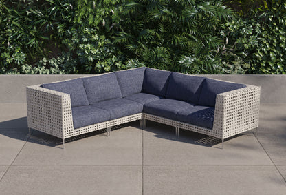 Canapé d'angle d'extérieur en résine tressée ajourée - 5 places