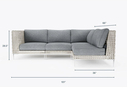 Canapé d'angle d'extérieur en résine tressée ajourée - 4 places