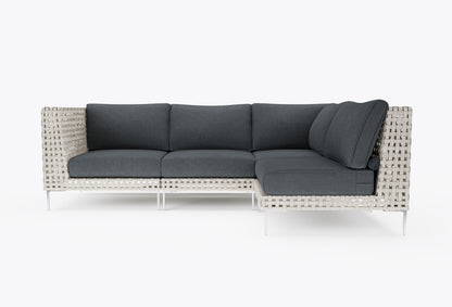 Canapé d'angle d'extérieur en résine tressée ajourée - 4 places