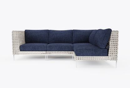 Canapé d'angle d'extérieur en résine tressée ajourée - 4 places