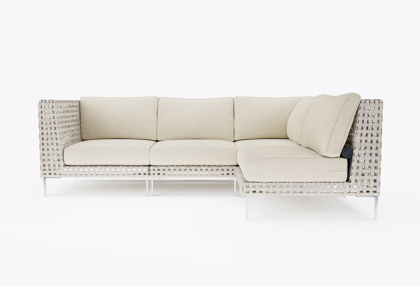 Canapé d'angle d'extérieur en résine tressée ajourée - 4 places