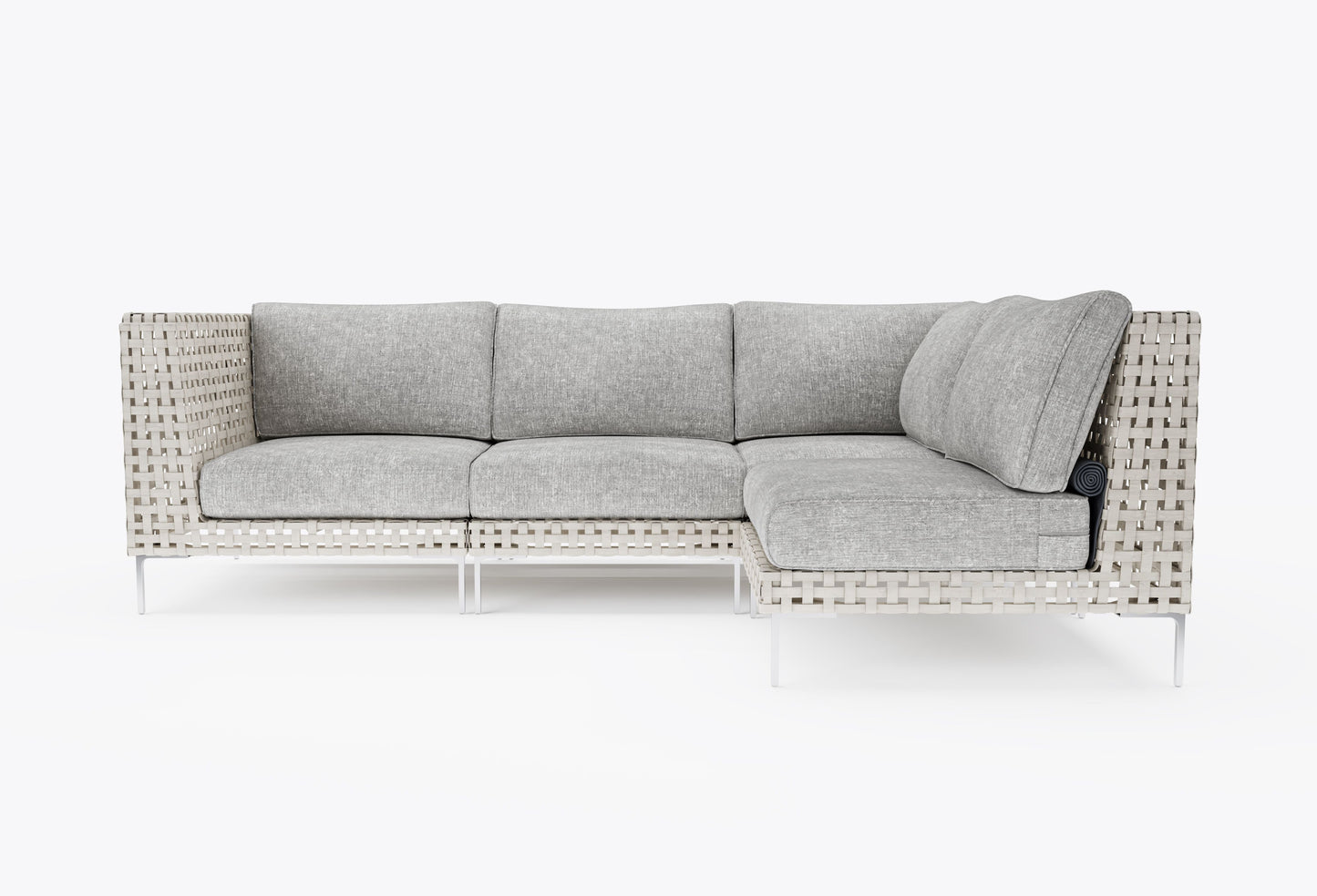 Canapé d'angle d'extérieur en résine tressée ajourée - 4 places