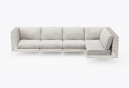 Canapé d'angle d'extérieur en résine tressée ajourée - 5 places