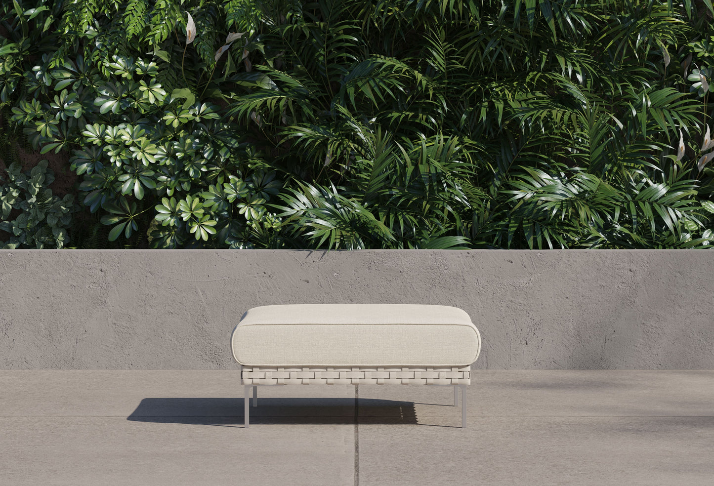 Pouf d'extérieur multifonctionnel en osier tressé ajouré