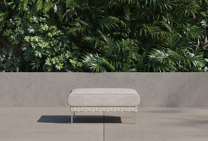 Pouf d'extérieur multifonctionnel en osier tressé ajouré