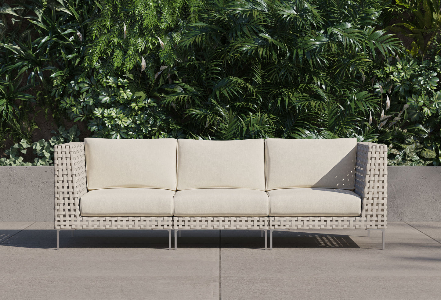 Canapé d'extérieur 3 places en résine tressée ajourée