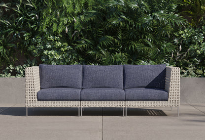 Canapé d'extérieur 3 places en résine tressée ajourée