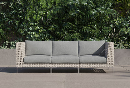 Canapé d'extérieur 3 places en résine tressée ajourée