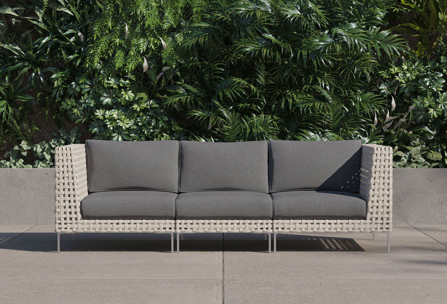 Canapé d'extérieur 3 places en résine tressée ajourée