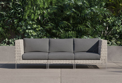 Canapé d'extérieur 3 places en résine tressée ajourée