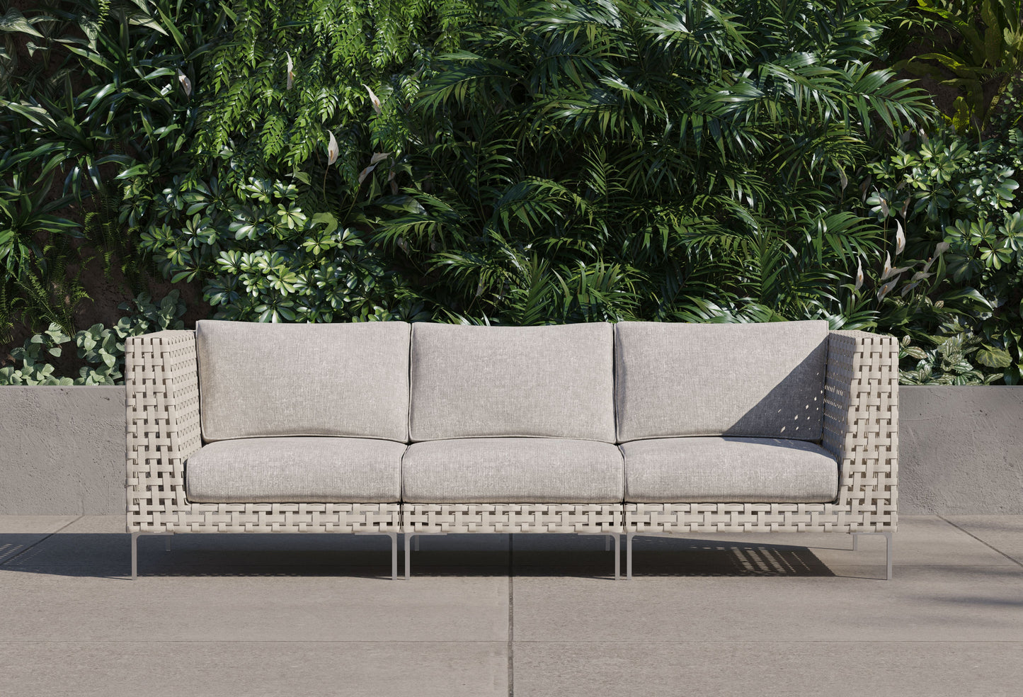 Canapé d'extérieur 3 places en résine tressée ajourée