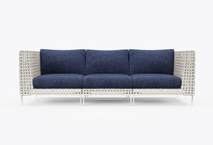 Canapé d'extérieur 3 places en résine tressée ajourée