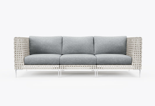 Canapé d'extérieur 3 places en résine tressée ajourée