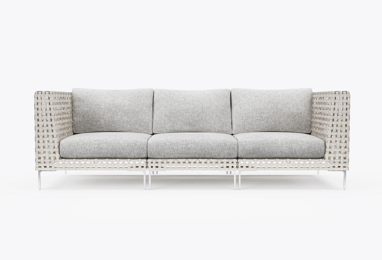 Canapé d'extérieur 3 places en résine tressée ajourée