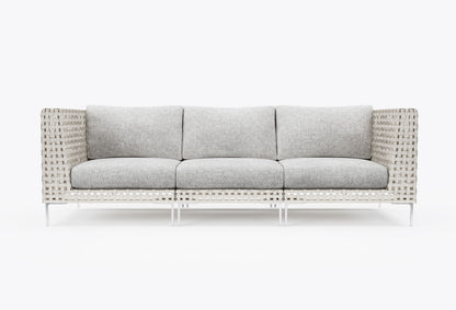 Canapé d'extérieur 3 places en résine tressée ajourée