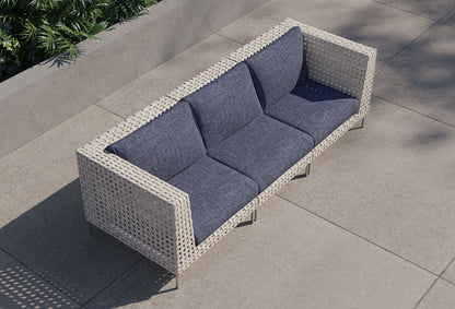 Canapé d'extérieur 3 places en résine tressée ajourée