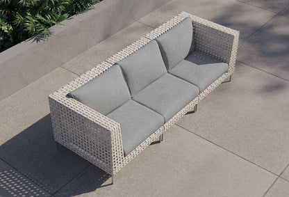Canapé d'extérieur 3 places en résine tressée ajourée