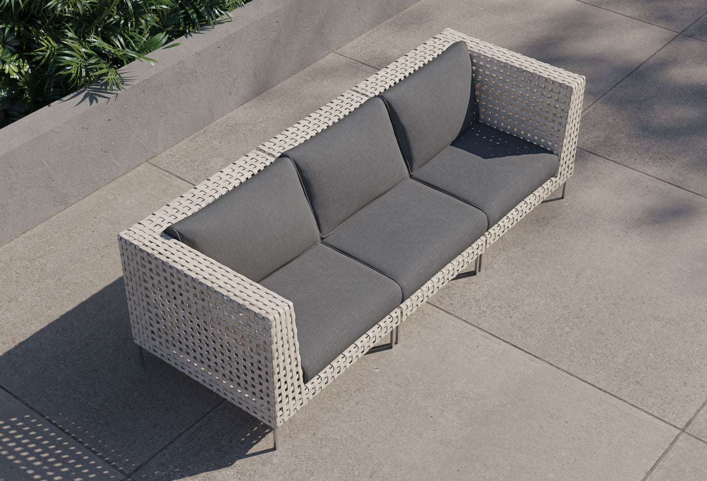 Canapé d'extérieur 3 places en résine tressée ajourée