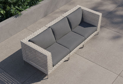 Canapé d'extérieur 3 places en résine tressée ajourée