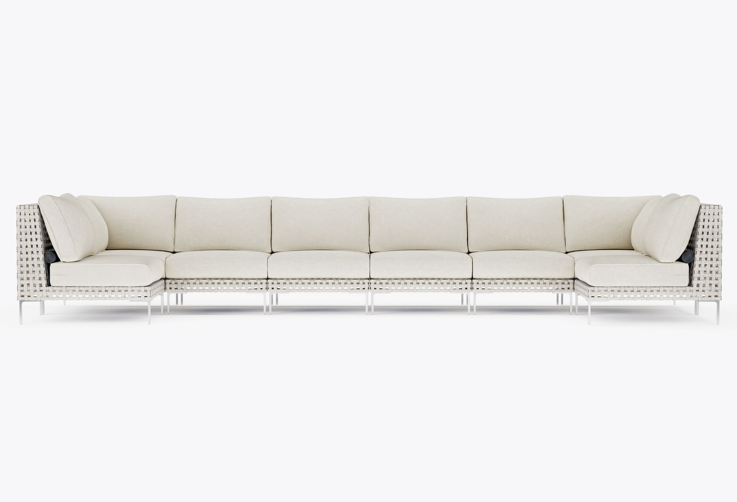 Canapé d'angle d'extérieur en résine tressée ajourée en forme de U - 8 places