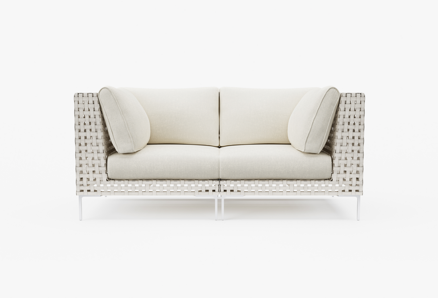 Canapé deux places d'extérieur en osier à tissage ajouré