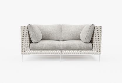 Canapé deux places d'extérieur en osier à tissage ajouré