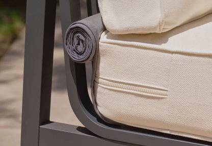 Canapé d'extérieur 4 places en aluminium anthracite avec accoudoirs