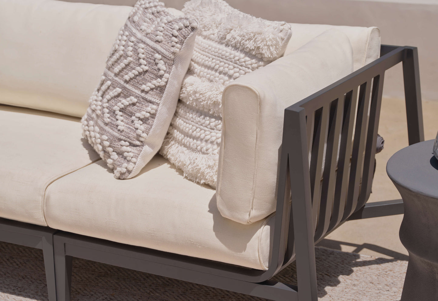 Chaise d'angle d'extérieur en aluminium anthracite - Gauche