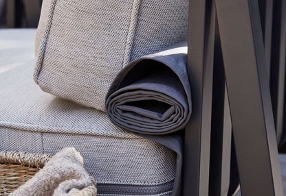 Canapé d'extérieur 4 places en aluminium anthracite avec fauteuils sans accoudoirs