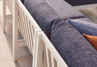 Canapé d'extérieur en aluminium blanc avec fauteuils - 6 places