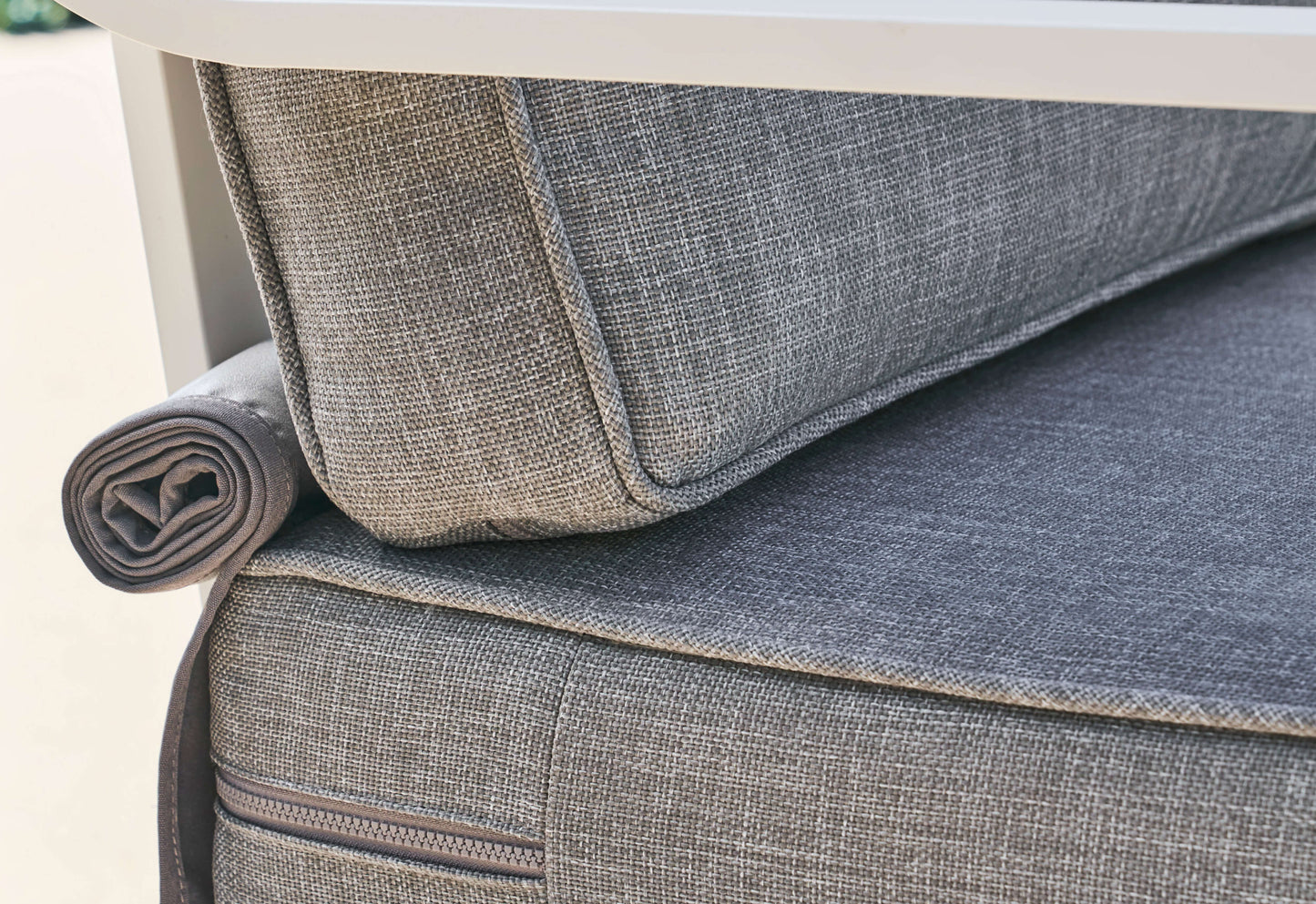 Canapé d'extérieur en aluminium blanc avec fauteuils sans accoudoirs - 5 places