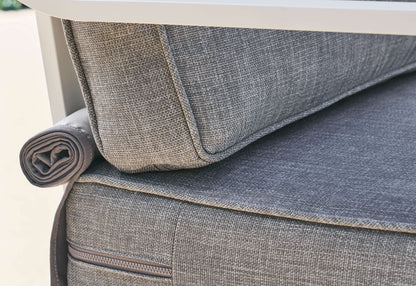 Canapé d'extérieur en aluminium blanc avec fauteuils sans accoudoirs - 6 places