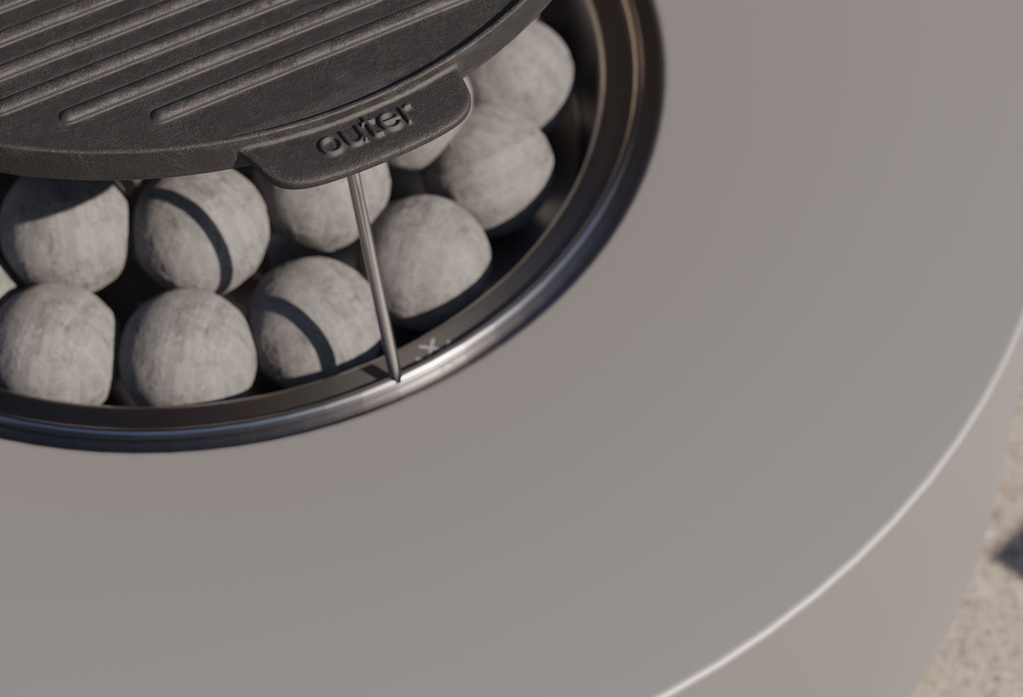 Ensemble table et foyer en béton avec housse pour bouteille de propane - Rond