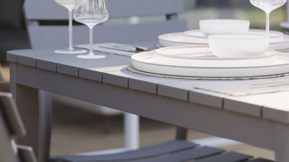 Table de salle à manger carrée d'extérieur en aluminium + 4 fauteuils 595