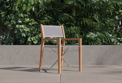 Chaise de directeur de salle à manger extérieure en teck