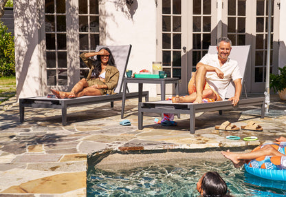 Chaise longue d'extérieur en aluminium, lot de 2