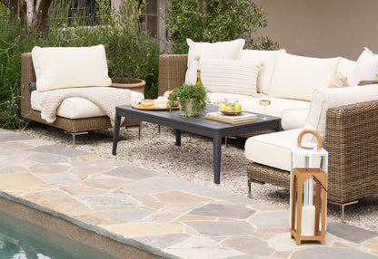 Table basse d'extérieur rectangulaire en aluminium