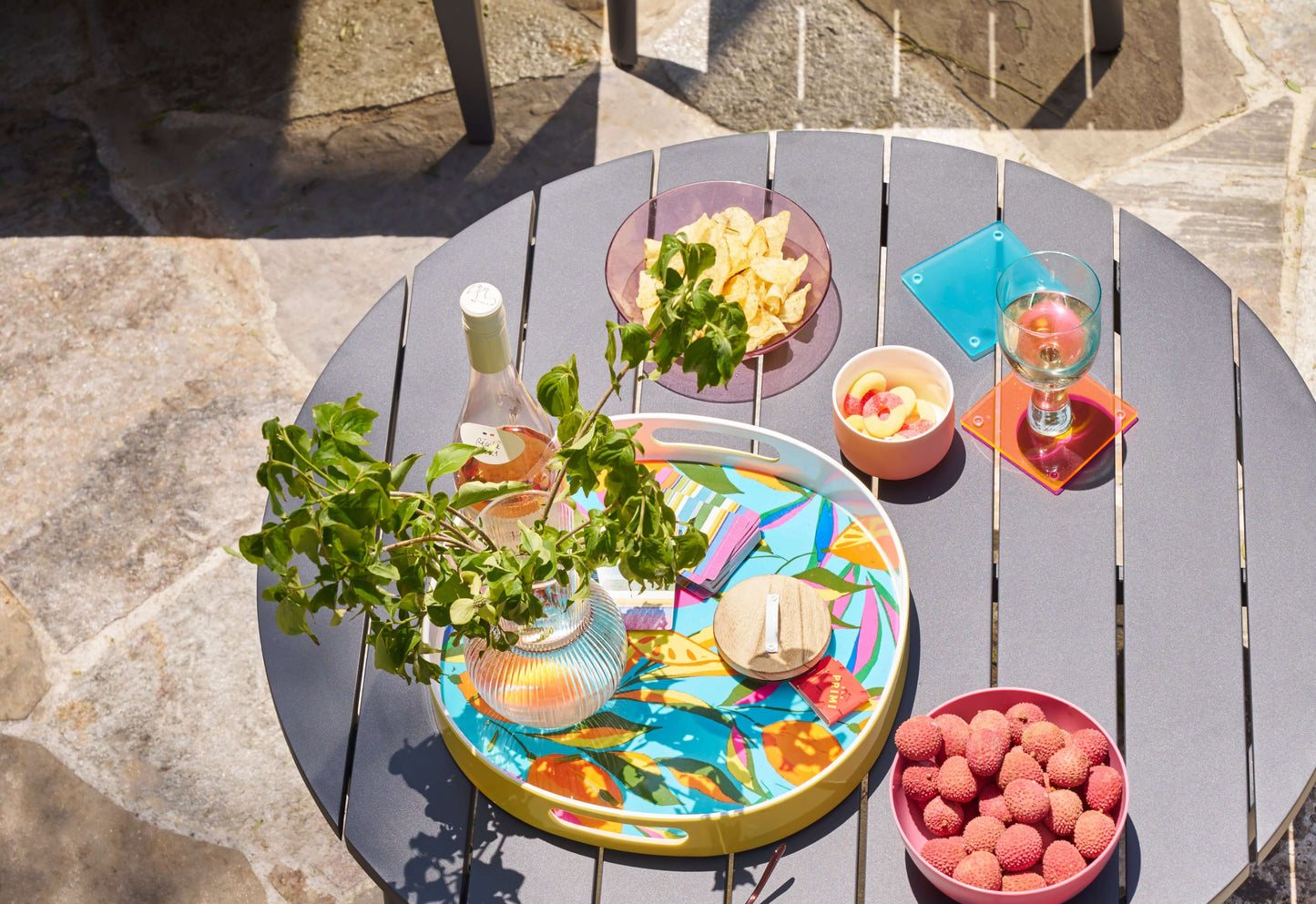 Table basse d'extérieur ronde en aluminium -